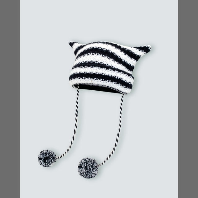 Striped Knitted Wool Winter Beanie