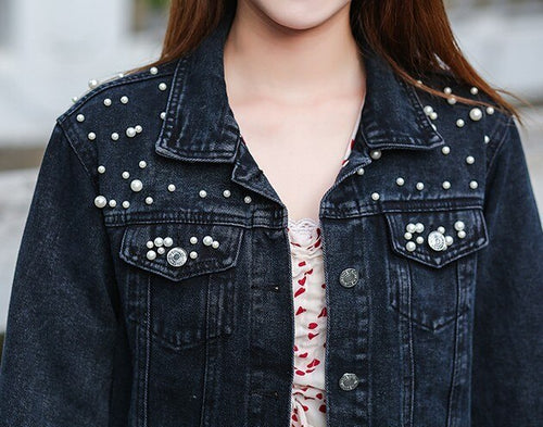 Load image into Gallery viewer, Pearl Casual Denim Jacket for Women
