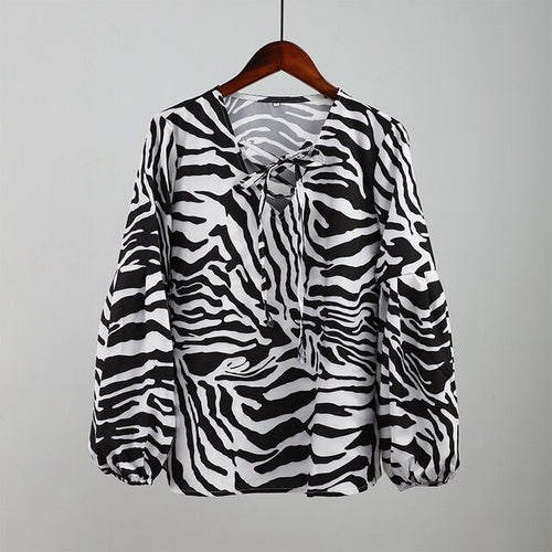 Load image into Gallery viewer, Zebra V-neck Women Blouse
