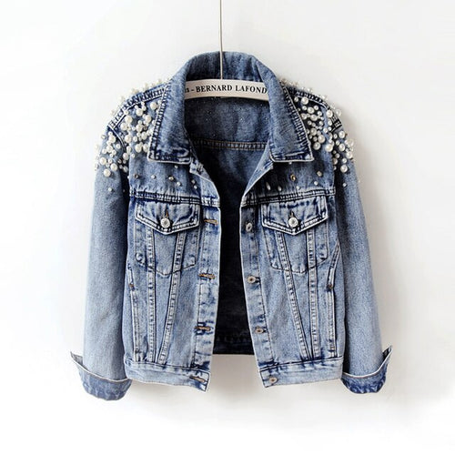 Load image into Gallery viewer, Pearl Casual Denim Jacket for Women
