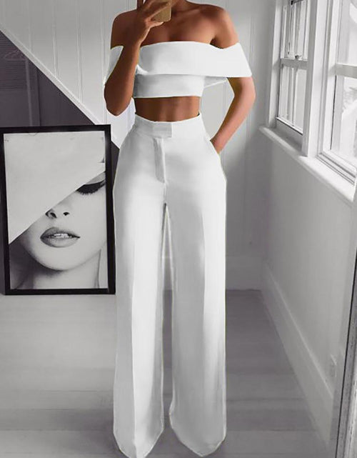 Load image into Gallery viewer, Cropped Top + Long Trousers Set
