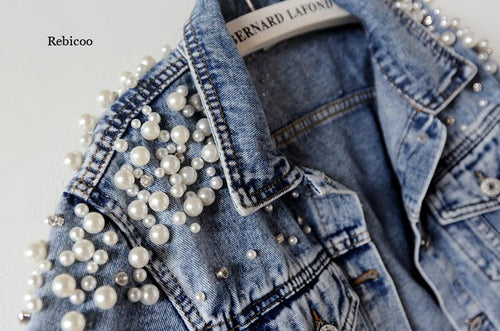 Load image into Gallery viewer, Pearl Casual Denim Jacket for Women
