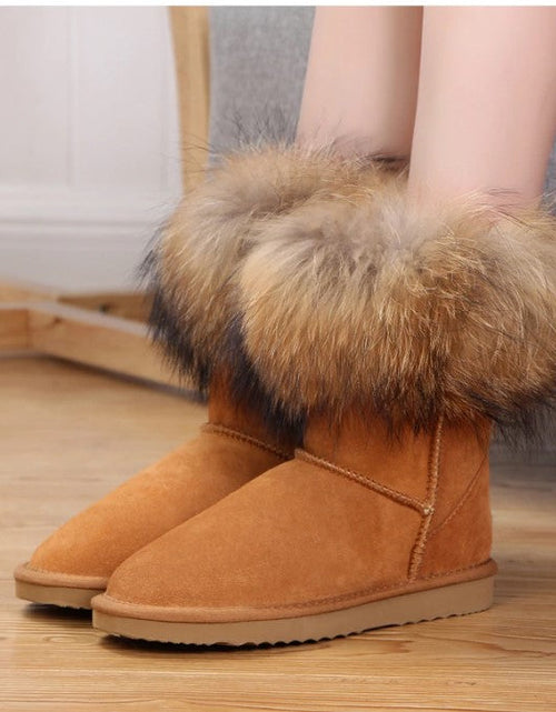 Load image into Gallery viewer, Women&#39;s Fox Fur Snow Boots
