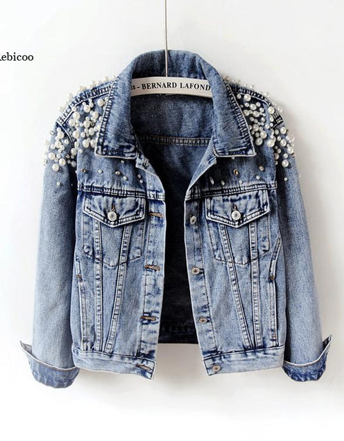 Load image into Gallery viewer, Pearl Casual Denim Jacket for Women
