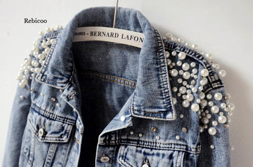 Load image into Gallery viewer, Pearl Casual Denim Jacket for Women
