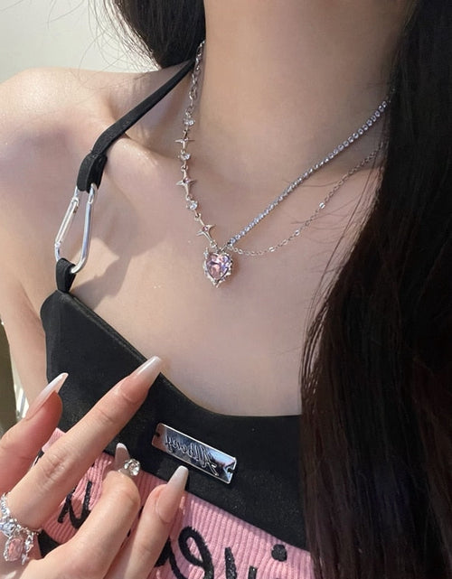 Load image into Gallery viewer, Pink Heart Crystal Necklace
