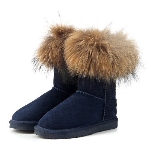 Load image into Gallery viewer, Women&#39;s Fox Fur Snow Boots
