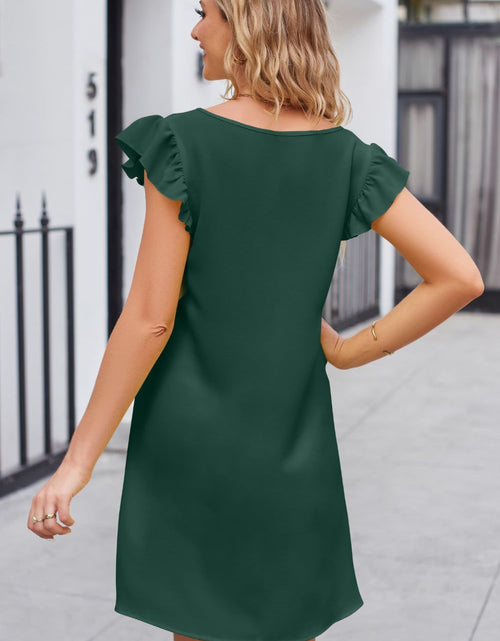 Load image into Gallery viewer, Ruffled V-Neck Flutter Sleeve Dress
