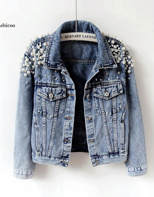 Load image into Gallery viewer, Pearl Casual Denim Jacket for Women
